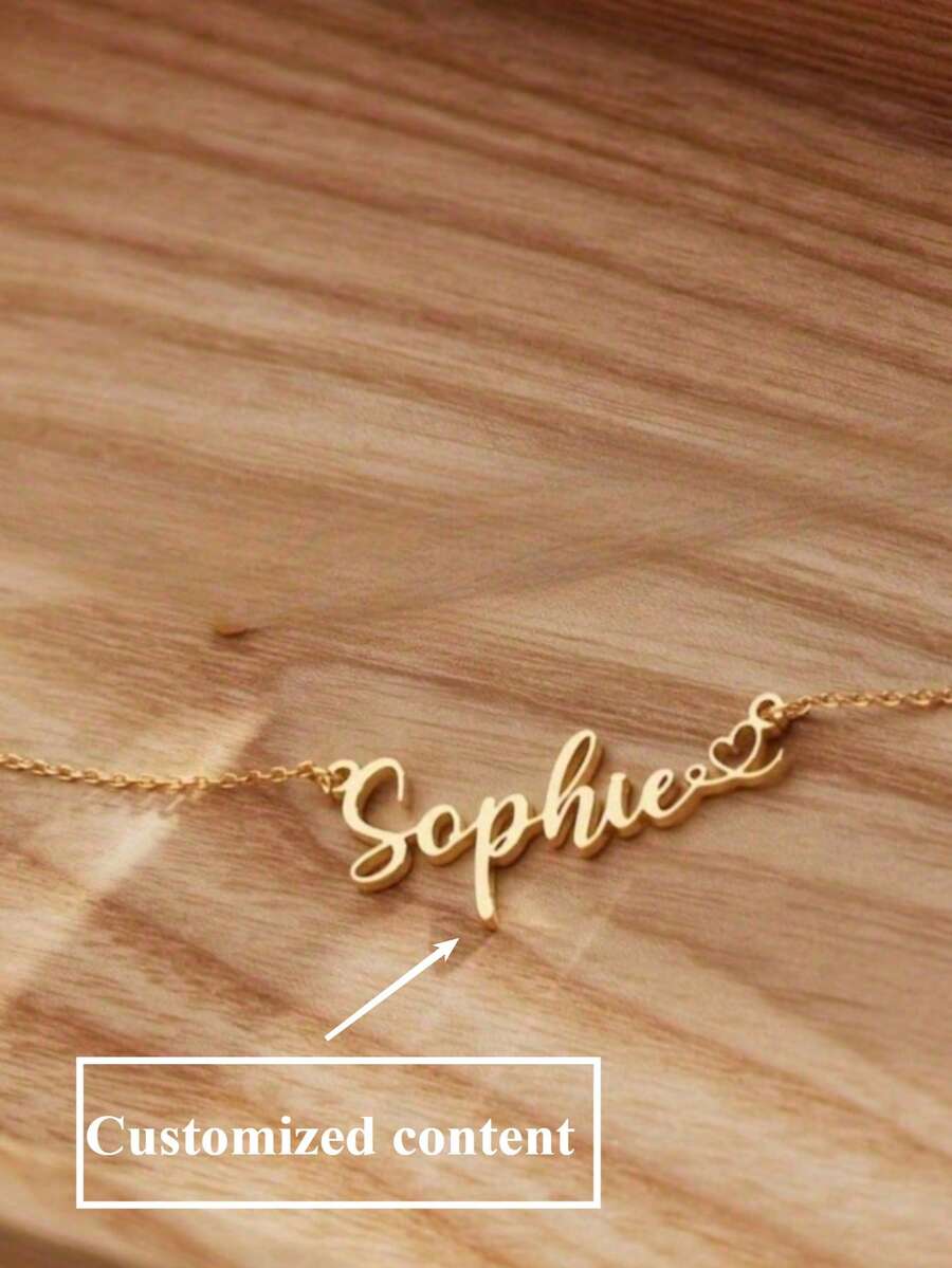 Custom Stainless Steel Name Necklace With Heart-Shaped Pendant, Personalized Engraved Alphabet Jewelry For Kids Birthday Graduation Gift - Multicolor - View 1