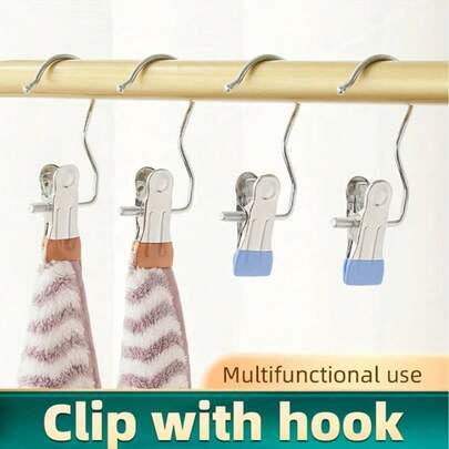 1pc Stainless Steel Hanging Clip, Clothes Drying Clip, Multi-Function Clothes Clip, Foldable Triangular Hanging Clip, Non-Slip Coated Anti-Rust Metal Home Storage Drying Small Clip, Suitable For Scarves, Ties, Pants