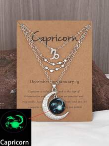Bộ 3 mặt dây chuyền hình mặt trăng biểu tượng 12 cung hoàng đạo cổ điển, mặt dây chuyền hình thẻ chòm sao, quà tặng sinh nhật cho bạn bè và người yêu. - Trắng K - Xem 13