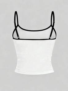 Summer New Simple Elegant Numeric 87 & Letter Print Casual Round Neck Sleeveless Tank Top, Fashion Versatile Suitable For Women - White - View 3