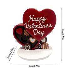Decoración romántica de San Valentín con forma de corazón de resina, adorno de escritorio, decoración del hogar, arte artesanal, regalo - Rojo - Ver 5