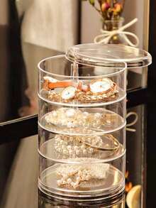 This Multi-Layer Rotating Jewelry Organizer (3/4/5 Tiers) Is Suitable For Storing Earrings, Rings, Necklaces, Bracelets, Lipsticks, Watches, Nail Accessories, Pendants, And Hair Clips. - Clear - View 5