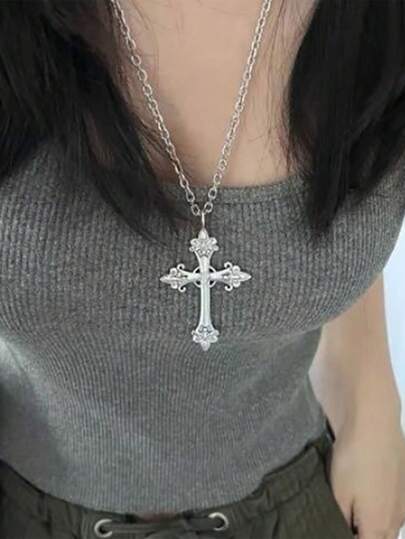 Gothic Retro Necklace, Minimalist Cross Pendant Necklace, Unique Jewelry