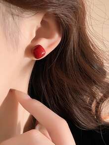 1 Pair Minimalist Geometric Square Pearl Stud Earrings For Women, Elegant Luxury Vibe, Versatile Daily Wear, Delicate Unique Earrings - Pearl - View 15