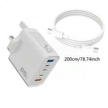 65W 5口快充充电器 - 3个USB-C接口和2个USB接口 | 英规插头，兼容智能手机、笔记本电脑、平板电脑，例如Galaxy Tab A11/S11/A9 Plus/Galaxy Book/17/16/15（快充充电器 + USB C 转 C 快充线） - 英規插(220-240V) - 查看 8
