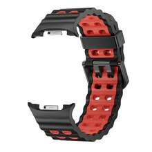 Marine Silicone Sport Band Compatible With Samsung Galaxy Watch 8 Classic 46mm Men Women, Soft Silicone Sport Breathable Band For Galaxy Watch 8 Strap 44mm 40mm,1*Black/Red - 1*黑色/紅色 - 查看 3