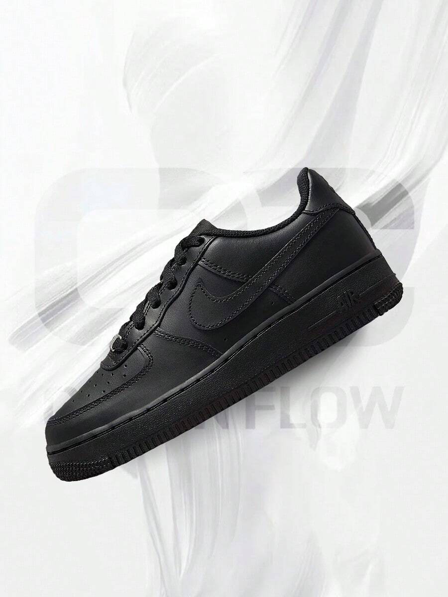 Nike Air Force 1 Low Triple Black GS– Big Kids Lifestyle Sneakers – Shoes For Youth/Women - Vintage -Spring & Summer-Inspired Running Shoes, Shock-Absorbing Comfort, Gym To Streetwear Casual Wear-Easter Gift–FV5951 001 - Black/Black - 查看 1