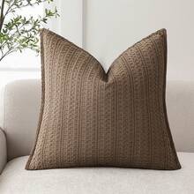 1 pieza Marrón (sin relleno de almohada) Funda de almohada con textura de gofre reversible, Funda de cojín de estilo europeo moderno y elegante, Adecuada para el hogar, sofá, cama, decoración de la sala de estar, para todas las estaciones - Marrón - Ver 10