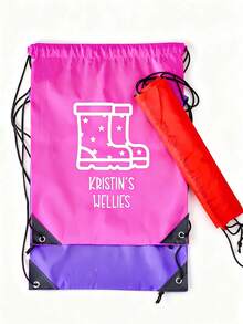 Personalized Shoe Bag, Travel Shoe Bag, Shoe Storage Bag, Customized Name Shoe Bag For Kids, Personalized Drawstring Boot Bag, Kids Rain Boot Bag With Name, Customized Sports Shoe Bag, Kids Shoe Storage