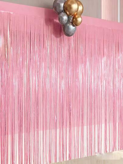 1/2/4 piezas Cortina de flecos metálicos de color rosa macaron y rosa claro, cortina de fondo para fiesta rosa, suministros para fiesta de cumpleaños, revelación de género, baby shower, fiesta de novia, decoración de fiesta de cumpleaños y boda