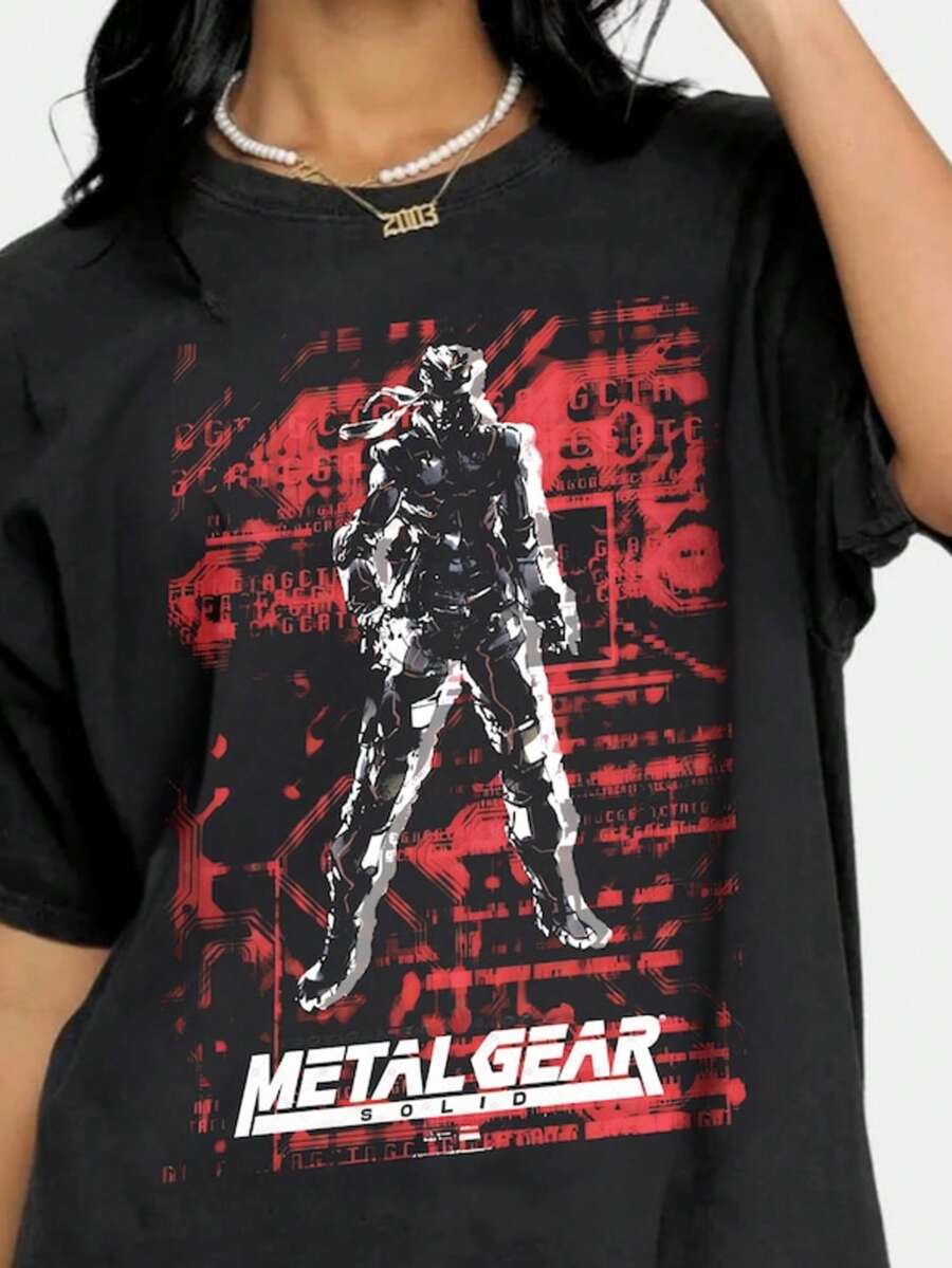 Metal Gear Solid Game T-Shirt, Crewneck Summer Clothing, Leisure Metal Gear Solid Rising Tees, Unisex Metal Gear Solid T-Shirt, Retro Shirt - màu đen - Xem 1