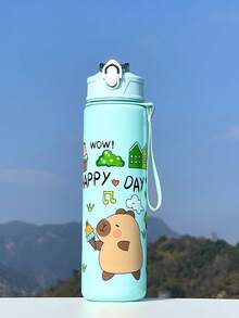 1pc 800ml Animal Dinosaur Straw Cup, Outdoor Sports Camping Water Bottle, Large Capacity Portable Cute Lady Office Water Bottle, Gradient Color Plastic Cup, Valentine's Day Gift - Multicolor - View 12