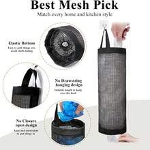 Plastic Bag Holder, Hanging Trash Can, Foldable Breathable Washable Mesh Garbage Bag Storage Bag, Suitable For Kitchen Home Organization (Random Color) - Multicolor - View 4