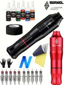 SUANGL Wireless Tattoo Gun Kit, Portable Tattoo Gun Set, 1000mAh Rechargeable Lithium Battery, 5-Hour Battery Life, Digital Screen Display, Complete Tattoo Gun Set Suitable For Beginners And Tattoo Artists, For Gift Wireless Tattoo Machine - Nhiều màu - Xem 1
