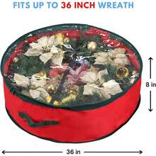 : Primode Wreath Storage Bag with Clear Window | Garland or Xmas Wreath Container for Easy Storage (24Ó Holiday Wreath Bags) (Green) - rojo - Ver 2