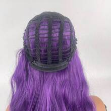 1pc Women'S Purple Water Wave Wig, High Density Synthetic Long Wavy Hair, Mid Split, Rose Net Cap, High Temperature Fiber, 150% Density, Basics Style For Daily And Costume Use - Purple - View 6