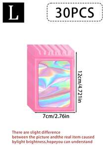 100/10pcs Transparent Holographic Bags, Odor-Proof Packaging Bags, Sealed Bags, Polyester Film Storage Bags, Zipper Sealed Bags, Polyester Film Holographic Resealable Bags, Gift Bags, Odor-Proof Bags, Aluminum Foil Bags, Suitable For Party Gift Storage, Polyester Film Bags, Transparent Window Holographic Resealable Packaging - Multicolor - View 38