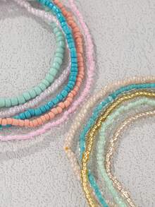 10pcs Girls' Bohemian Style Colorful Beaded Bracelets - Multicolor - View 4