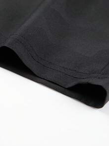 Men's Summer Camo Shorts With Drawstring Waist And Side Pockets, Suitable For Running, Basketball, Workout And Other Sports - Black - View 6