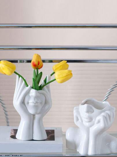 1pc Creative Human Body Art Shaped Multifunctional Desktop Organizer Pen Holder Makeup Brush Holder Decorative Piece