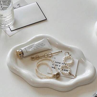 Elegante bandeja de plástico con forma de nube de una sola pieza - Soporte de lujo de una sola capa para exhibir joyas y perfumes, perfecto para el hogar, la sala de estar y la oficina. Esta bandeja es un gran regalo para bodas, Pascua y San Valentín, creando un ambiente elegante y mejorando la estética del espacio.