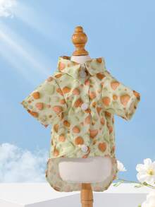 1件宠物狗浪漫时尚可爱服装，5D定制印花，柔软舒适，撞色爱心图案，适合节日穿着，小型犬/幼犬春夏秋季服装