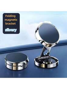 1pc Metal Foldable Magnetic Holder, 360° Rotatable Universal Car Dashboard Navigation Phone Mount, New Arrival Bestselling Round Bracket - Multicolor - View 11