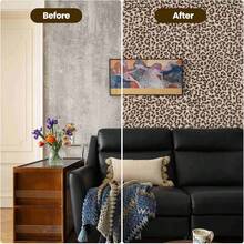 1 Roll Leopard Print Decorative Peelable Wallpaper - Unique Leopard Contact Paper - Self-Adhesive Removable, Waterproof, Suitable For Renters' Bathrooms, Vinyl Base, Size 15.7" X 118" - Brown - View 6