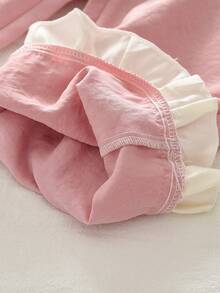 bearleader 2pcs/Set Girls' Summer Lace Bow Sleeveless Top And Pink Sweet Long Pants Casual Outfit - Pink - View 10