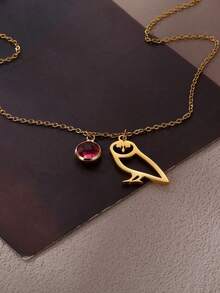 1 pièce Collier pendentif oiseau en acier inoxydable plaqué or 18 carats pour femme, pendentif pierre de naissance de décembre, collier commémoratif de l'oiseau de la liberté, convient pour l'anniversaire, l'anniversaire de mariage, cadeau de demoiselle d'honneur, cadeau de la Saint-Valentin - Doré - Voir 8