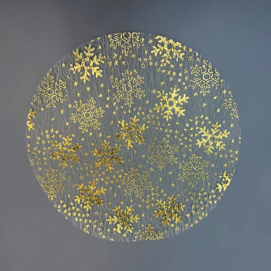 Gold Snowflake Hot Foil Stamping, Gold Foil Grid Placemat, Disposable Round Design, Suitable For Birthdays