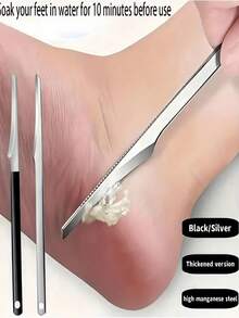 2/3pcs Stainless Steel Foot File Tool, Professional Foot Scraper Dead Skin Remover, Foot Care Tool For Men And Women (With Protective Cover) - Multicolor - View 2