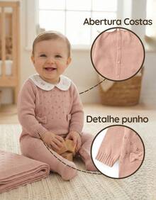 Luxury Knitted Baby Girl's Going-Home Outfit - Jumpsuit And Blanket - Rusty Rose - View 4
