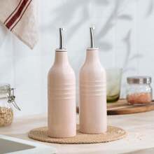Famiware Jupiter 16oz Ceramic Olive Oil Dispenser Bottle, 1 Piece Oil Dispenser For Kitchen With Stainless Steel Pourers, Suitable For Storage Vinegar, Soy Sauce, Coffee Syrup, Light Pink - ColorL - 查看 7