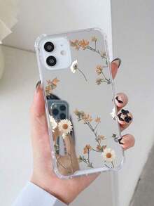 Stylish Phone Case Summer Silver Y2K 1Pc Simple Dandelion & White Chrysanthemum Pattern Acrylic Electroplated Mirror Phone Case Compatible With IPhone Waterproof Shockproof Anti-Fall Scratch Resistant - 顏色1 - 查看 6