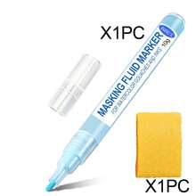 ELHUA Watercolor Masking Fluid Pen, Drawing Glue, Professional Art Supplies, With Eraser, Drawing Medium Pen, Pen Tip With Applicator, Masking Fluid Marker, Suitable For Various Art Projects, Watercolor Ink (Blue, 3mm) - Shake The Masking Fluid Pen Before Use To Distribute The Liquid Evenly, Press The Pen Tip Several Times On A Flat Surface Until The Masking Fluid Flows Out, And Promptly Cap The Pen After Use.