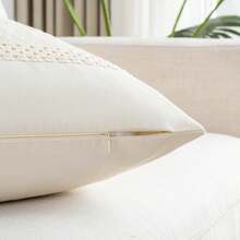 1 pièce Taie d'oreiller bohème, housse de coussin décorative de style ferme douce verte, taie d'oreiller gris-vert pour canapé, lit, décoration de salon - Blanc - Voir 7