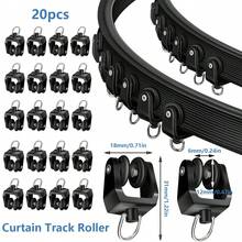 1 Set - Ceiling Curtain Track Flexible Curved Curtain Track, 16-Foot Wall-Mounted Sliding Ceiling Track And Clip Curtain Track, System Set As RV Room Divider (Black) Bathroom Decor - Black - View 15