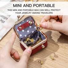 Mini Jewelry Box For Women, Vintage Small Travel Jewelry Case With Ring Holder, Portable Jewelry Organizer Pouch For Earrings, Necklaces & Rings, Gift For Her - 紅色 - 查看 5