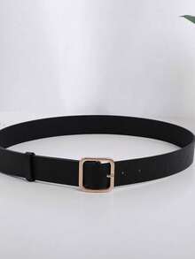 1件女士黑色PU材质高品质束腰百搭连衣裙，配腰带 - 黑色 - 查看 10