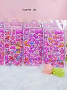 1 pieza Pegatina de cristal con diseño de dibujos animados aleatorio, Pegatina decorativa DIY para scrapbooking, Pegatina decorativa creativa para estuche de teléfono, Pegatina de regalo