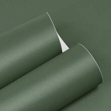 1 Roll Matte Green Self-Adhesive Wallpaper, Thick Self-Adhesive Sage Green Contact Paper, Waterproof Removable Vinyl Sage Green Wallpaper, Textured For Shelves Lining, Cabinets, Bedroom, Renovation Stickers, Peel And Stick Wall Panels, Wallpaper, Decor For Spring - Army Green - View 8