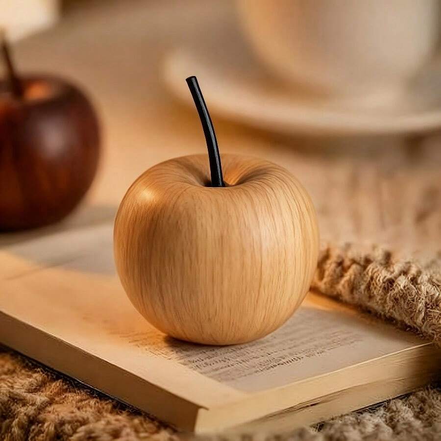 1/3 piezas Difusor de coche con forma de manzana, decoración creativa de manzana de madera de arce - Difusor de fragancia de manzana de grano de madera natural, adecuado para el hogar, el coche, la decoración del hotel, perfecto para Navidad, Halloween - 1 - Ver 1