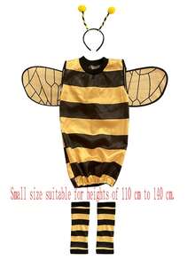 3pcs Carnival Party Costume: Bee Themed Outfit - Full Bee Costume With Striped Leggings And Back Wings - Ideal For Carnival, Halloween And Various Theme Party Cosplay - Multicolor - View 7