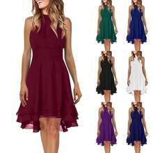 Solid Color Sleeveless Off Shoulder Dress - 紫色 - 查看 3