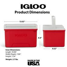 Small Cooler, 9 Quart Laguna Chest, 13 Can Capacity, Red - 紅色 - 查看 5