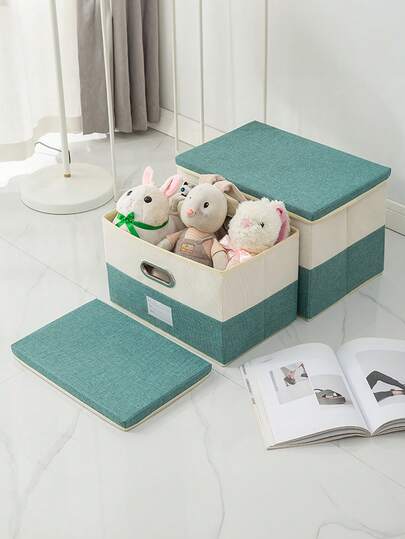 1 Pieces Foldable Closet Storage Box Organizer With Carrying Handles, Toy Organizer Box Cube Storage Bin For Clothes Wardrobe Home Bedroom Office, Space-Saving, Lightweight, Portable, Stackable, Easy-Access Design, Breathable Fabric Panels, Reinforced Edges, Removable Lid, Multi-Function Household Organizer For Accessories, Shoes, Linen, And Seasonal Gear, Seamless Fit For Small Spaces, Practical Storage Solution For Modern Wardrobes And Desks