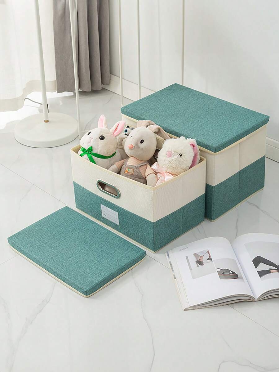 1 Pieces Foldable Closet Storage Box Organizer With Carrying Handles, Toy Organizer Box Cube Storage Bin For Clothes Wardrobe Home Bedroom Office, Space-Saving, Lightweight, Portable, Stackable, Easy-Access Design, Breathable Fabric Panels, Reinforced Edges, Removable Lid, Multi-Function Household Organizer For Accessories, Shoes, Linen, And Seasonal Gear, Seamless Fit For Small Spaces, Practical Storage Solution For Modern Wardrobes And Desks