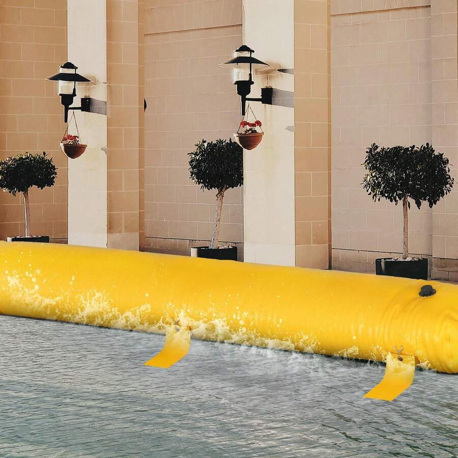 Flood Bag, 24 Ft Length X 12 In Height, Reusable PVC Water Diversion Tubes, Lightweight With Excellent Waterproof Effect Used For Doorways, Garages, Yellow - 24 Ft Length X 12 In Height - View 1