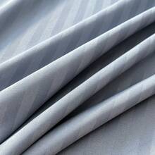 1 Set 4-Piece Satin Striped Bedding Set, Includes 1 Bed Sheet, 2 Pillowcases, 1 Fitted Sheet, Polyester Fiber, Modern Minimalist Style, Skin-Friendly Soft, Suitable For Hotel, Home, Hostel, Bedroom - Dusty Blue - View 10